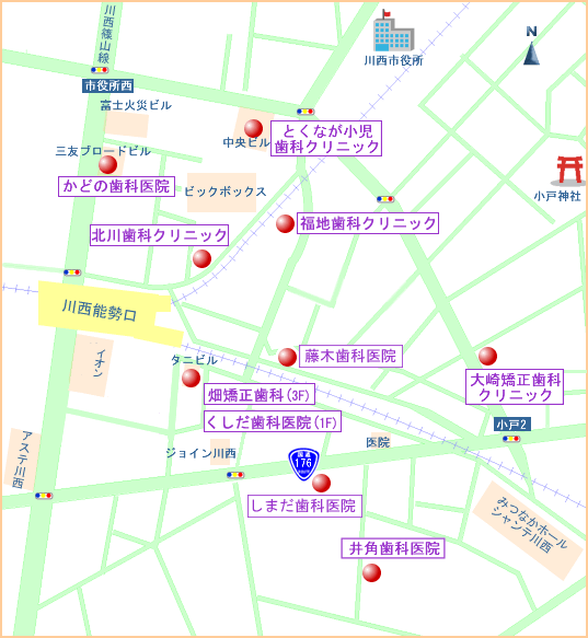 川西能勢口駅周辺東側地図